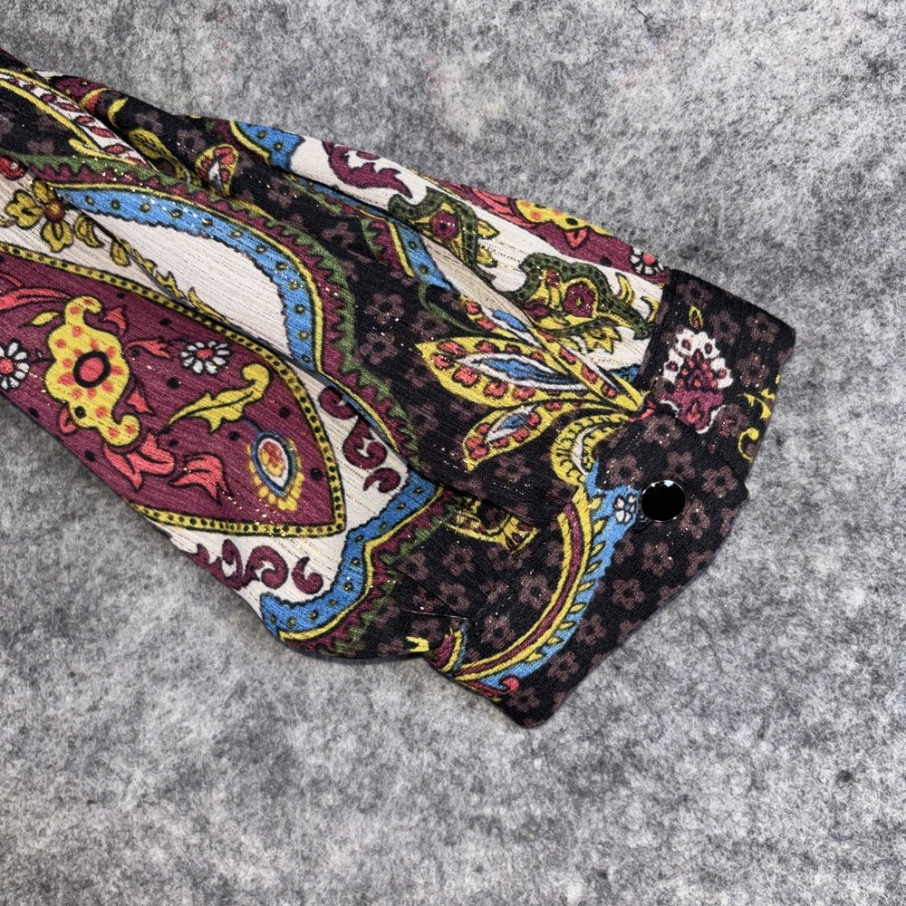 T Tahari Women's Dress Women's 10 Peacock Paisley Button Tiered Cottage Boho New - Picture 14 of 16